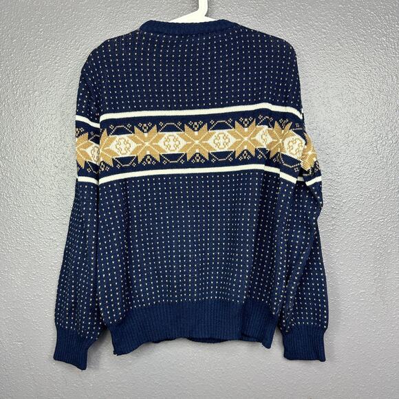 Vintage Andrew St. John Sweater Women size Medium Christmas Snowflake Blue - Picture 2 of 6